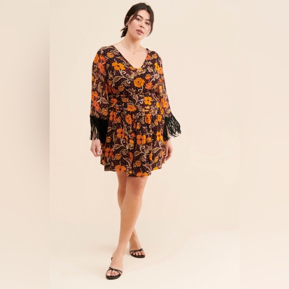 Floral Fringe Mini Dress - Picture 2 of 6